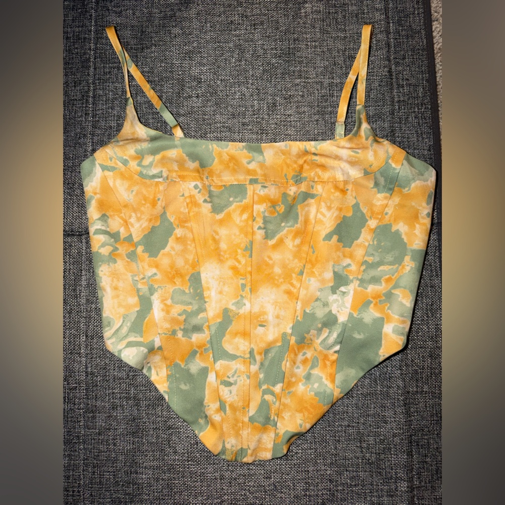 Zara Yellow and Green Patterned Top